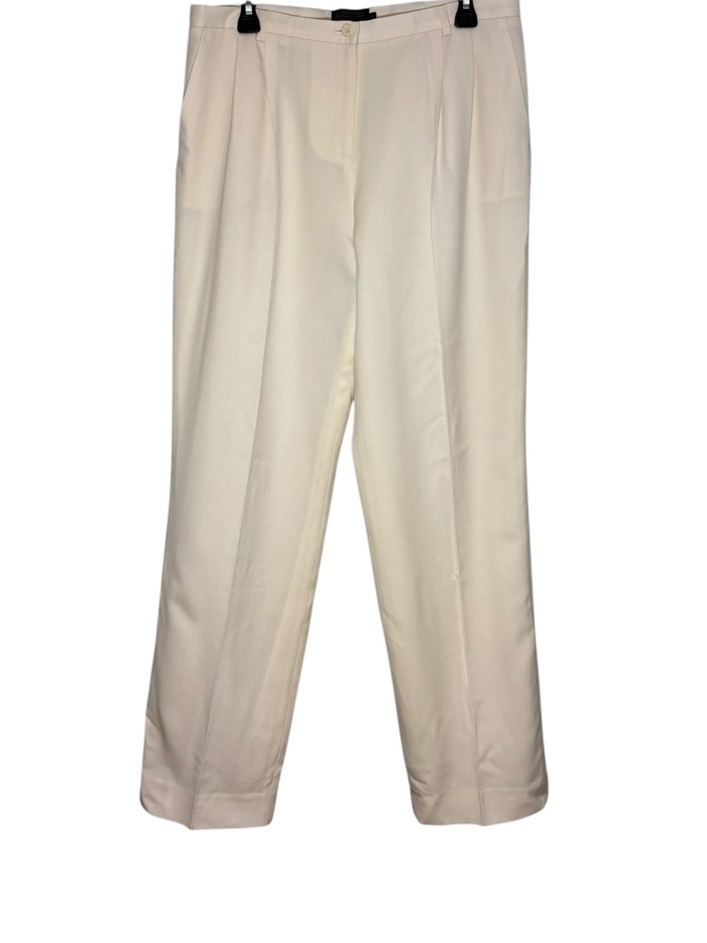Pendleton Ivory Cream Virgin Wool Pleated Trouser Dress Pants Lined Size 12 Chic